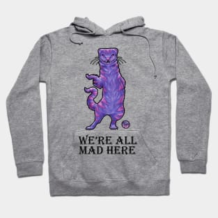 The Cheshire Cat Ferret - We're All Mad Here - Black Outlined Version Hoodie
